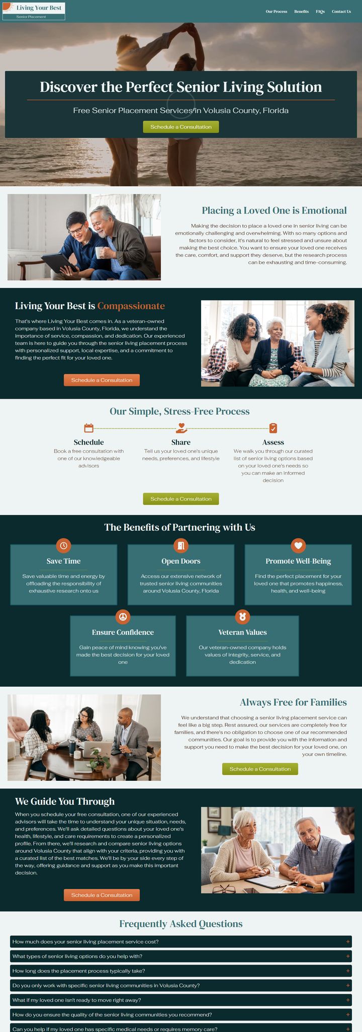 Living Your Best Senior Placement website homepage