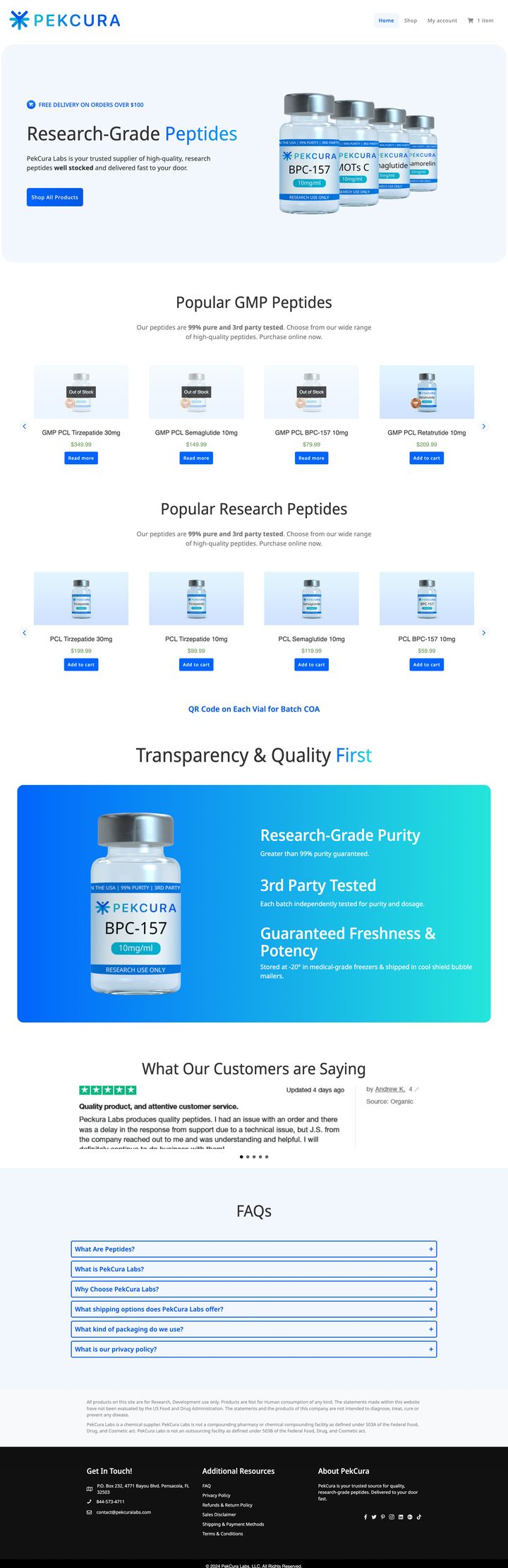 PekCura Labs website homepage