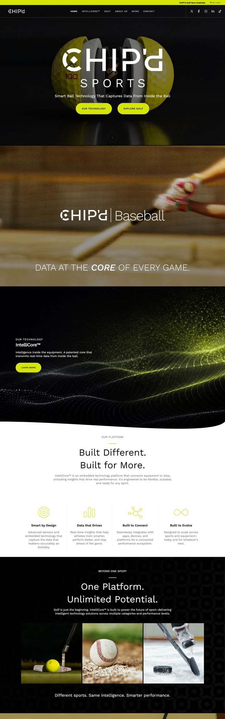 Chip'd Sports website homepage
