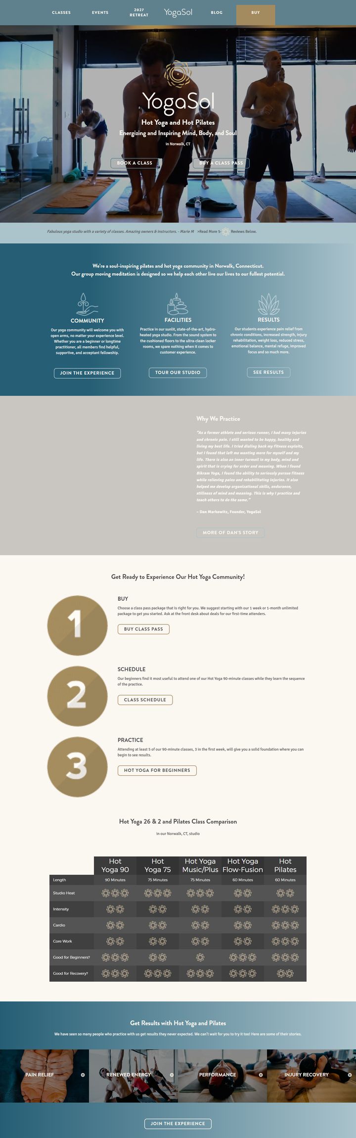 YogaSol website homepage
