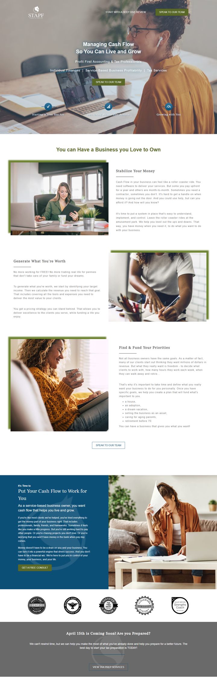 Stapf Financial website homepage